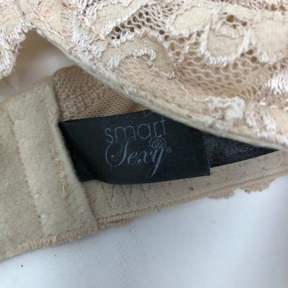 SMART & SEXY Beige Lace Unlined Bra Size 42DD - Picture 5 of 11